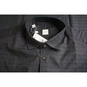 Eidos JB Collar Ita Gray Red Plaid Long Sleeved Shirt Sz 39/15.5 NEW